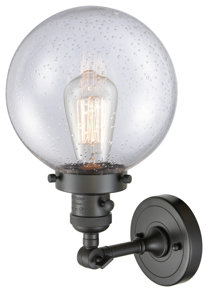 Beacon 1-Light Sconce, Oil Rubbed Bronze, Glass: Seedy