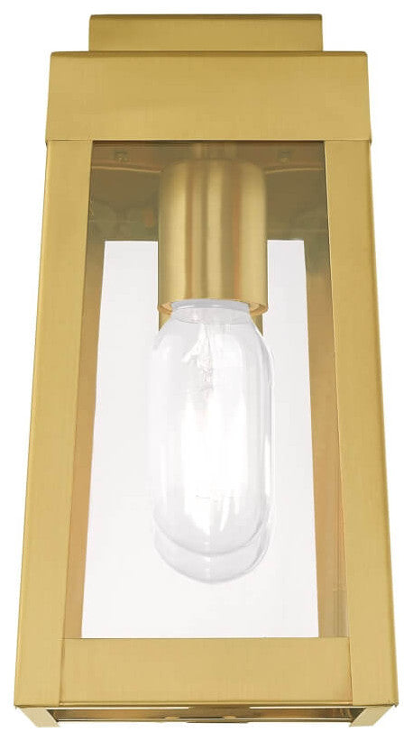 Livex Oslo 1 Light 10" Tall Satin Brass Outdoor Wall Lantern