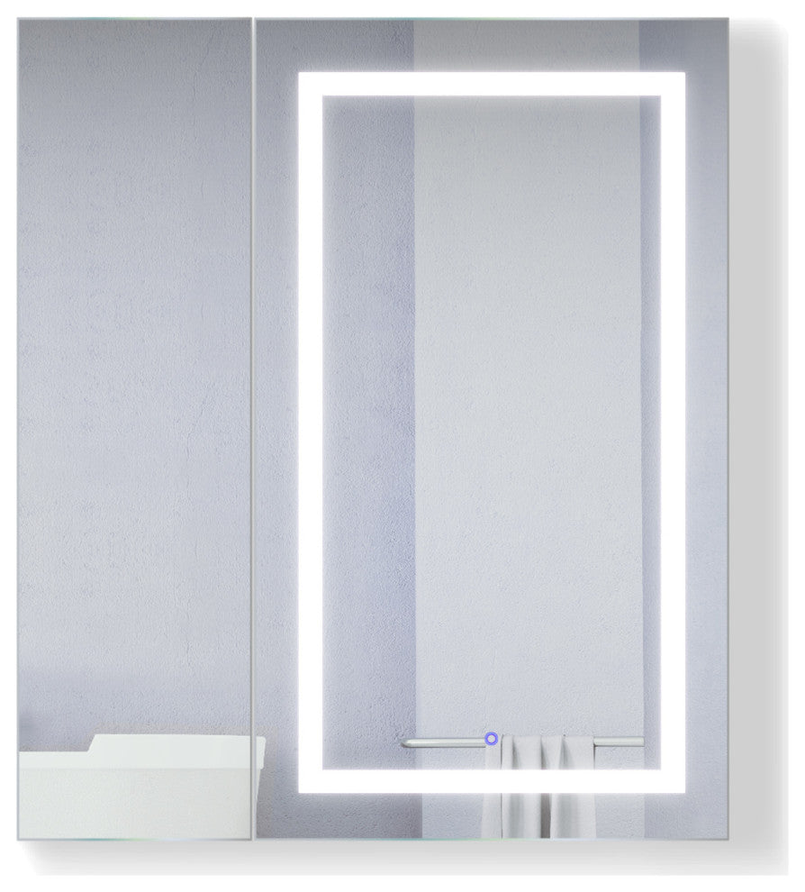 42x42 Recessed Or Surface Mount Medicine Cabinet 8 Shelves, LED, Right