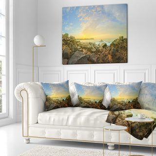 Rocky Untouched Romantic Seashore Seashore Throw Pillow, 16"x16"
