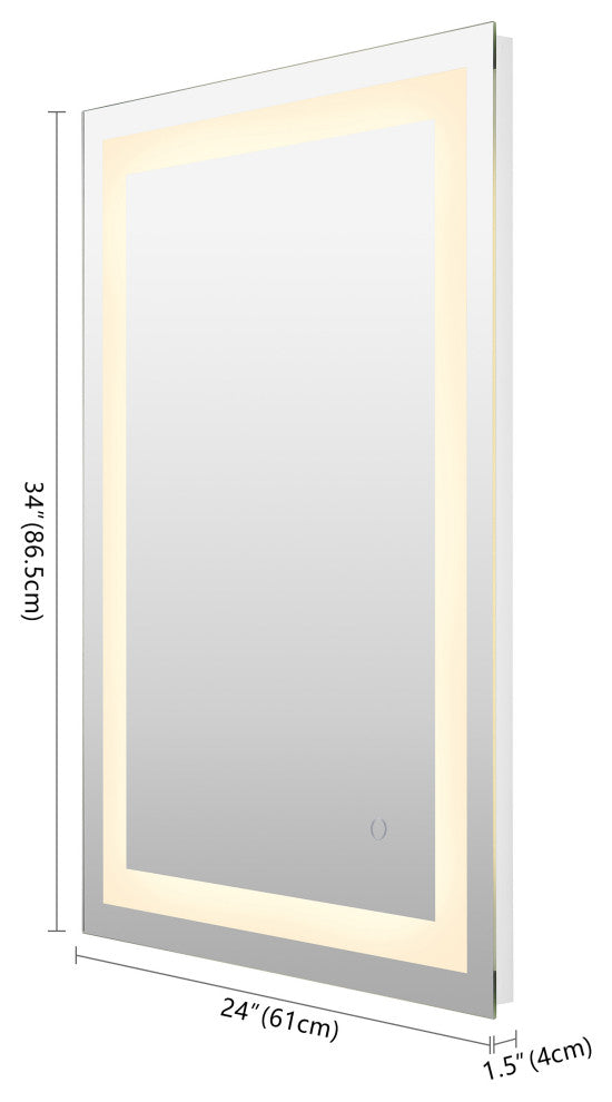 Remy Anti-Fog Front/Back-lit Bathroom Vanity Mirror, Touch Control, Height: 34"
