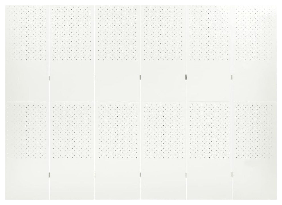 vidaXL Room Divider 6 Panel Freestanding Folding Privacy Screen White Steel