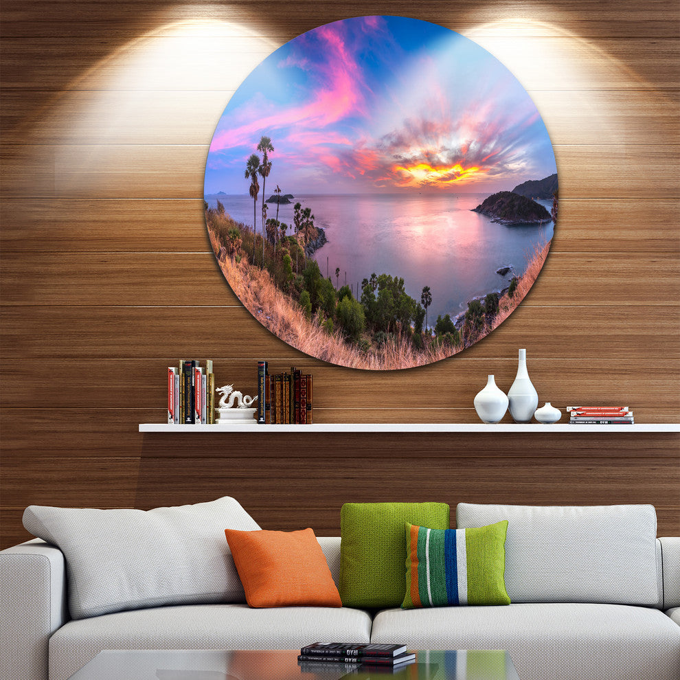 Promthep Cape Best Phuket View Point, Seashore Round Metal Artwork, 23"
