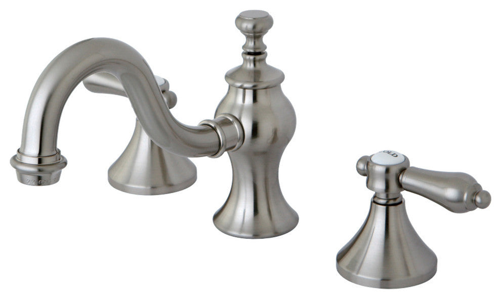 Widespread Bathroom Faucet, Brass Pop-Up, Brushed Nickel