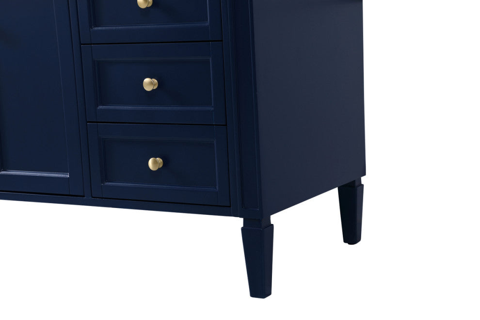 Home Living Vanity with Carrara White Marble Countertop, Blue, 60", Single Sink