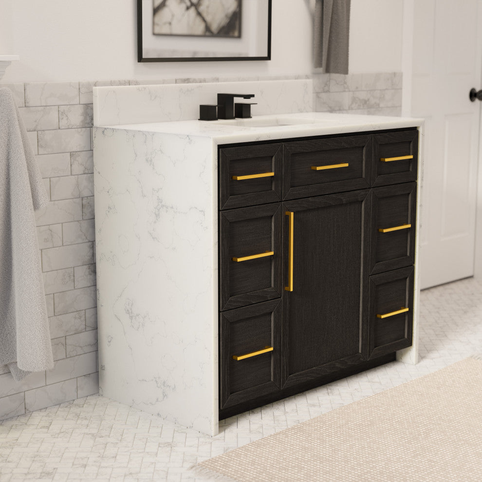 Palisade 42" Bathroom Vanity, Dark Oak, Engineered Marble