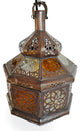 Moroccan Amber and Clear Tin Lantern