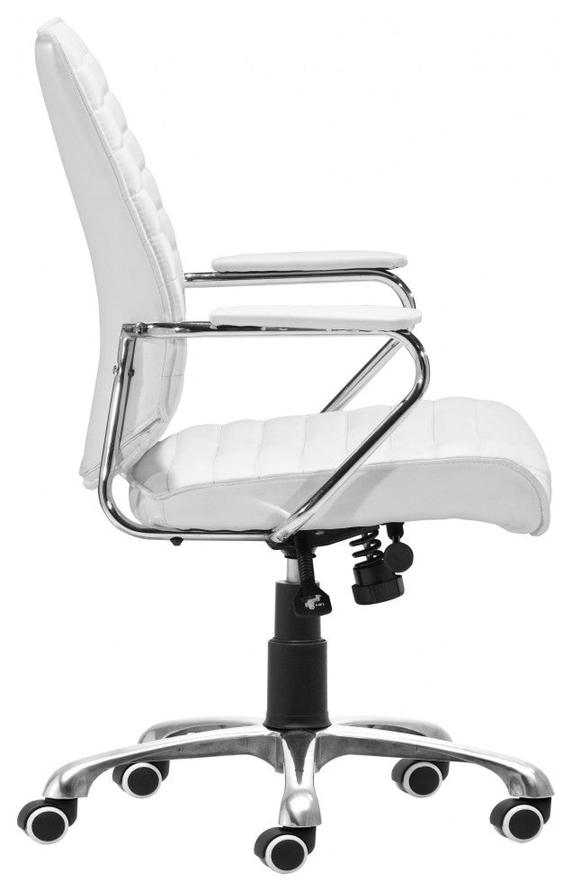 White Faux Leather Executive Channel Back Rolling Office Chair