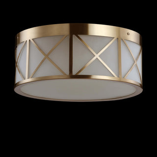 Cadence 15" Drum Metal/Glass Flush Mount, Brass Gold