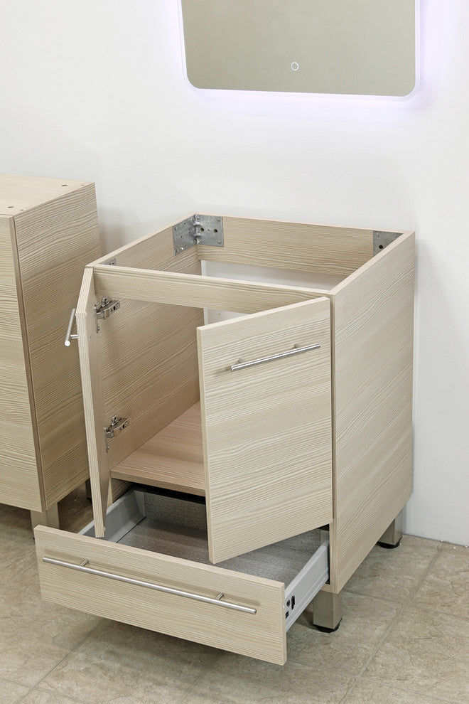 Windbay 24" Freestanding Vanity, Tan, White Integrated Sink and Countertop