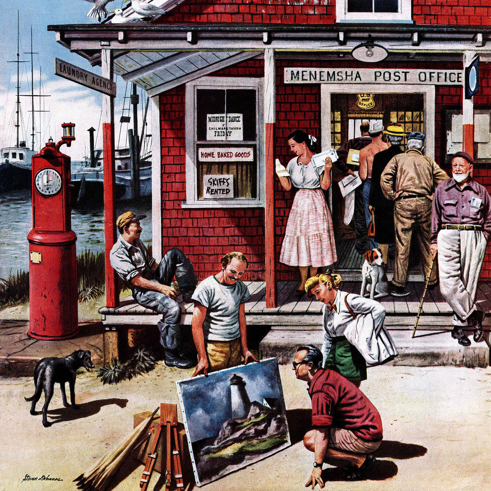 "Coastal Postal Office" Painting Print on Canvas by Stevan Dohanos