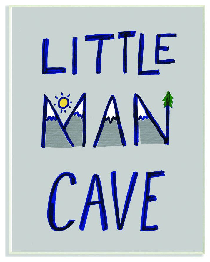Kids Little Man Cave Word Boys Grey, 10"x15"