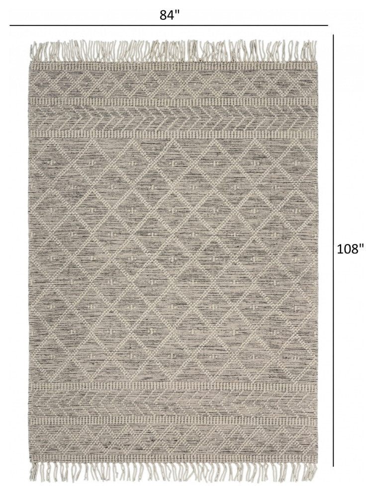 7" x 9" Ivory Bohemian Diamonds Area Rug