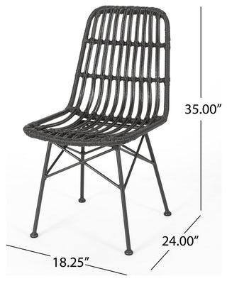 Silverdew Indoor Wicker Dining Chairs, Set of 2, Gray, Black