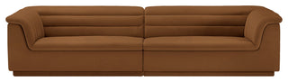 Cascade Upholstered Modular Sofa, Saddle, Velvet, Straight Sofa