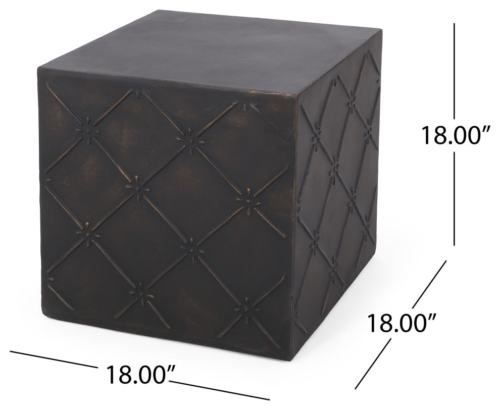 Baxton Outdoor Lightweight Concrete Side Table, 18wx18dx18h