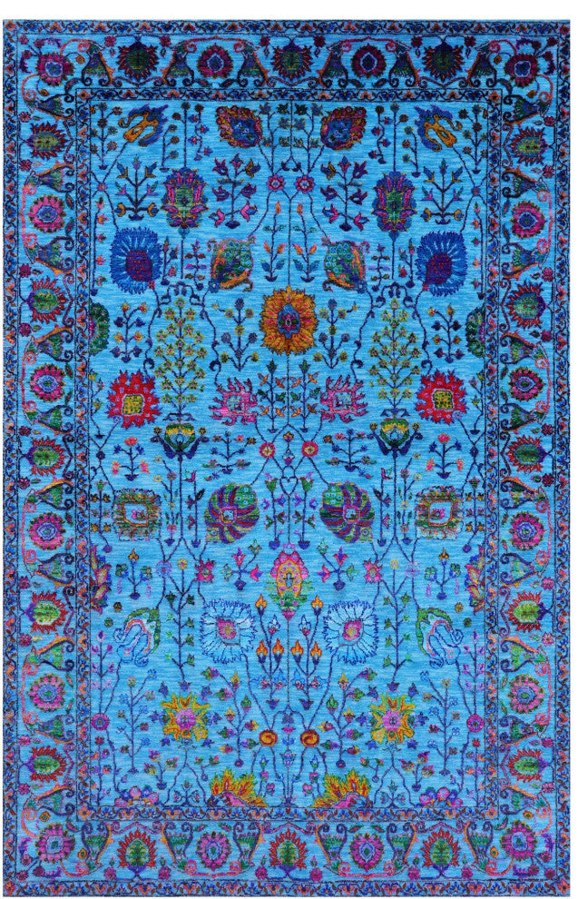 6' 0" X 9' 2" Persian Handmade Wool & Silk Rug - Q15812