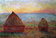 Claude Oscar Monet Grainstacks at Giverny Sunset Gallery Wrapped Canvas Print