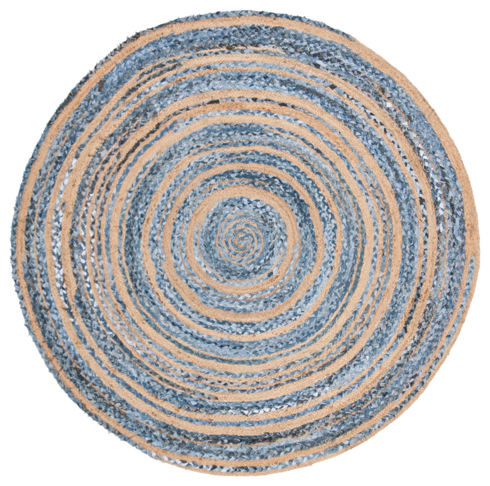 Safavieh Cape Cod Collection CAP209 Rug, Blue/Natural, 6' Round