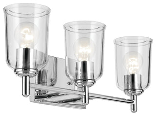 Shailene 21" 3-Light Vanity Light With Clear Glass, Chrome