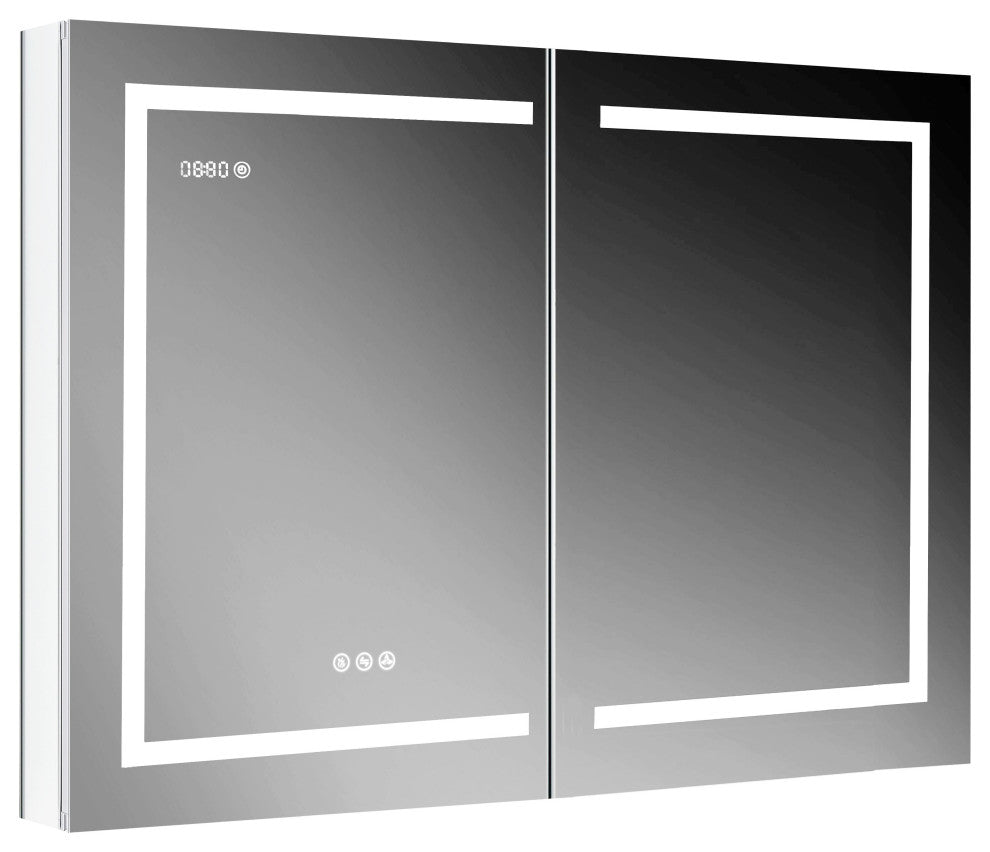 LED Medicine Cabinet With Defog, Dimmer, Makeup Mirror, Outlets, 48x32