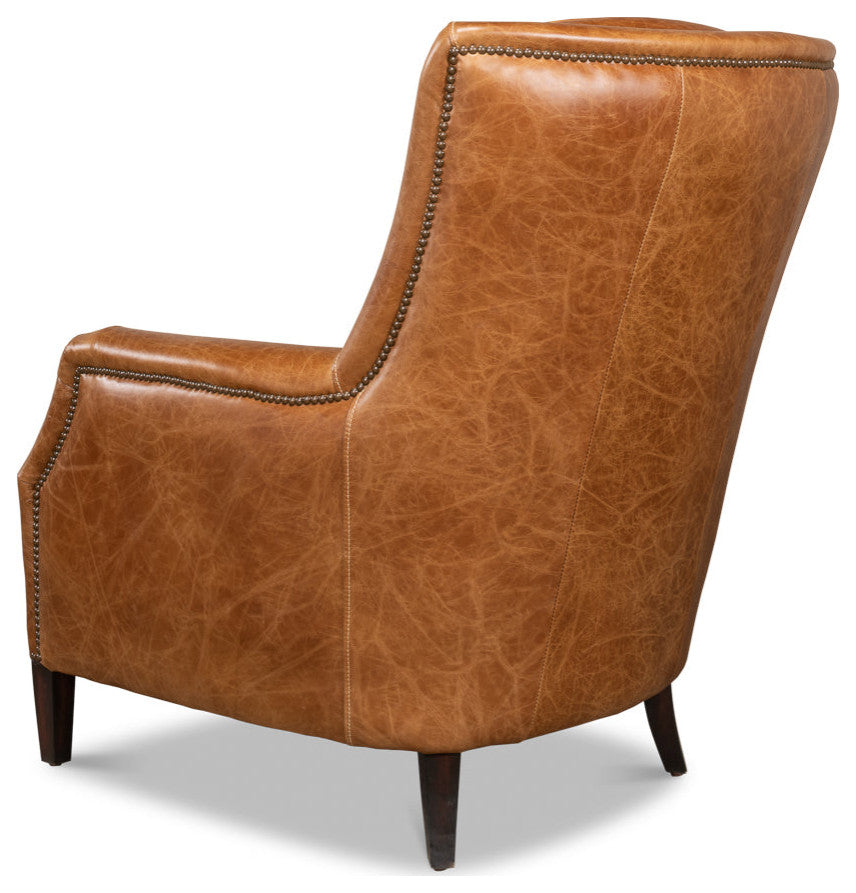 Baker Brown Leather Club Arm Chair