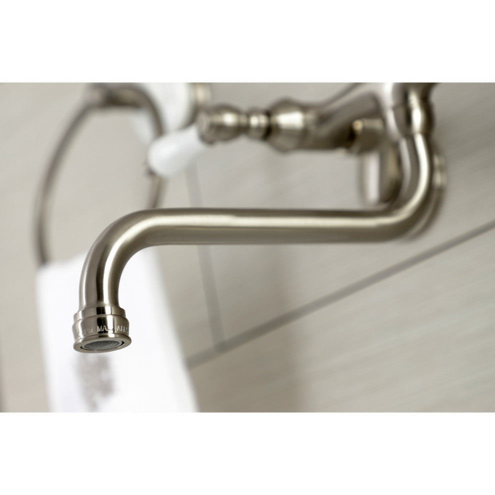 Kingston Brass KS515SN Wall Mount Bathroom Faucet, Brushed Nickel