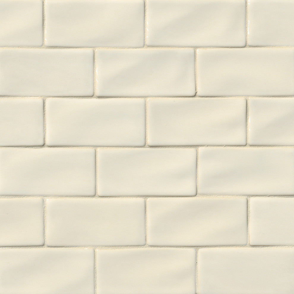 Antique White Glazed Handcrafted 3X6 Subway Tile, 10 Sft
