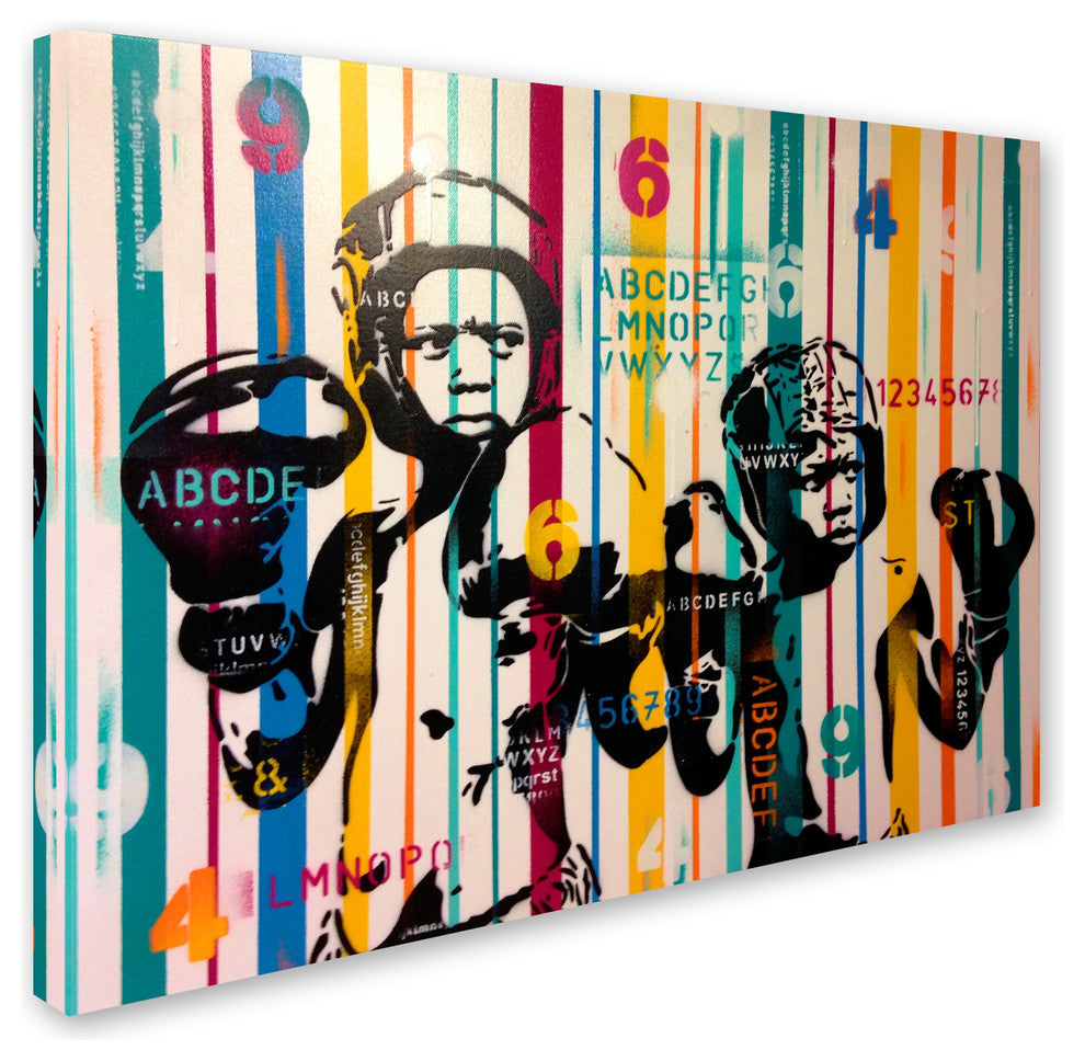 Abstract Graffiti 'Boxers And Alphabet' Canvas Art, 18" x 24"