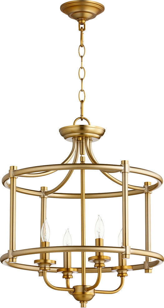 Quorum 2822-18-80 Four Light Dual Mount, Aged Brass Finish