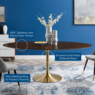 Tulip 78" Oval Wood Dining Table-Gold Cherry Walnut