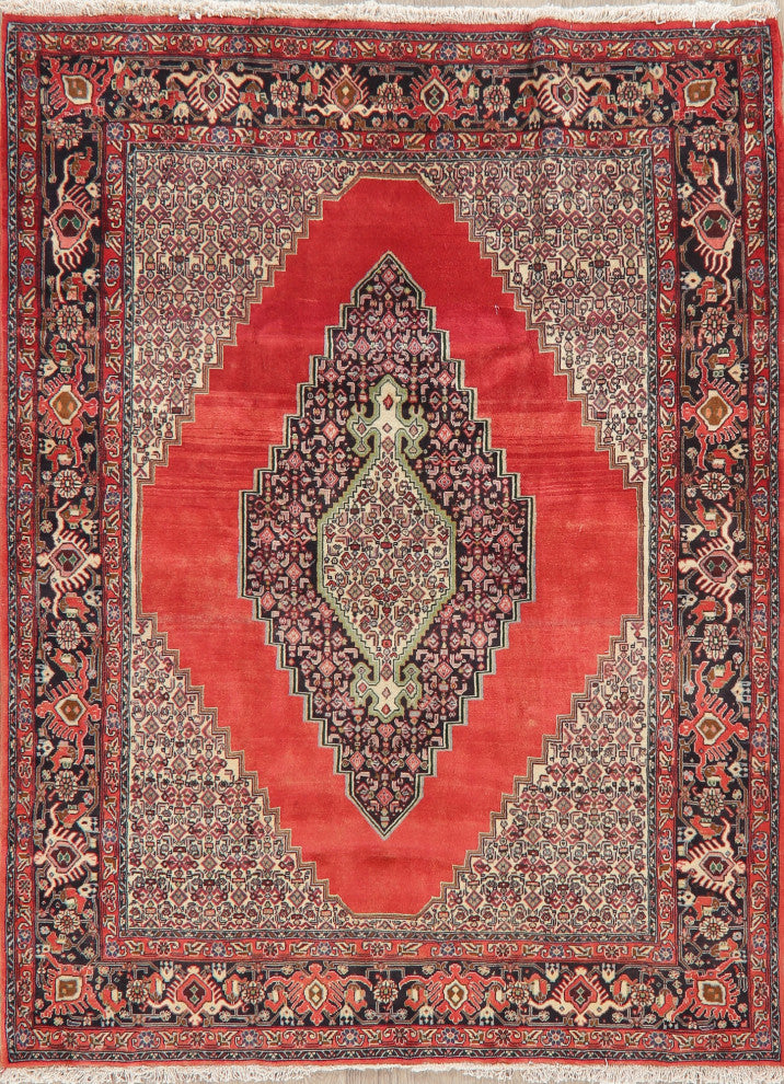 Consigned, Bidjar Hand-Knotted Oriental Traditional Persian Area Rug, Red, 6x7