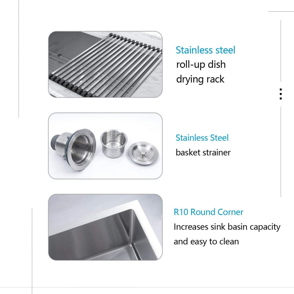 33" x 22" Stainless Steel Single Bowl Farmhouse Apron Kitchen Sink