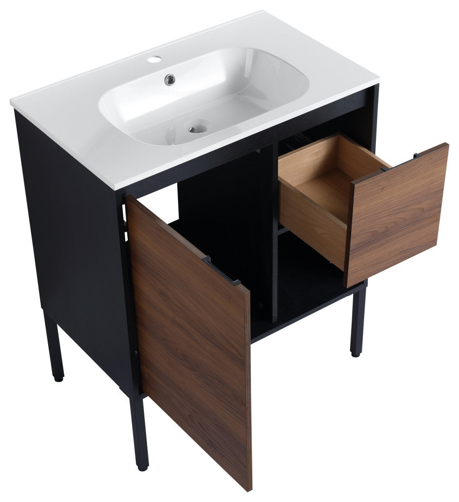 BNK Freestanding Bathroom Vanity Gel Sink, with Soft Close Door, 30x18