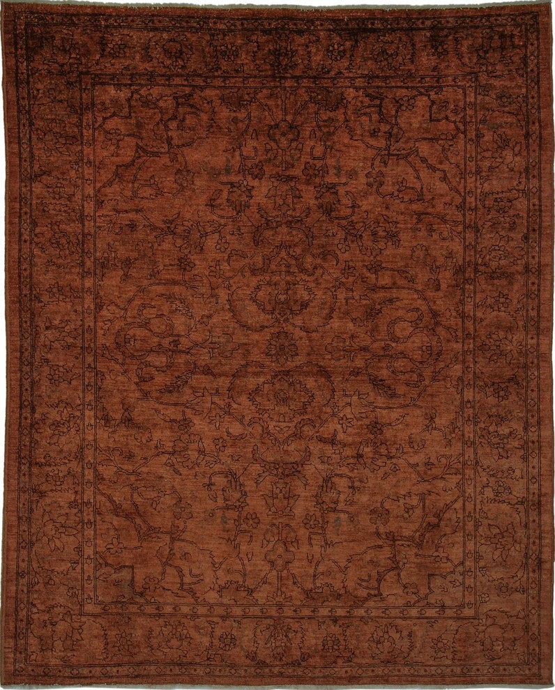 Overdyed ?douard Brown Hand-Knotted Rug, 8''8x11''2