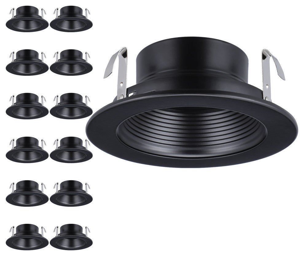 12Pack 4" Recessed Light Baffle Trim, Full Metal