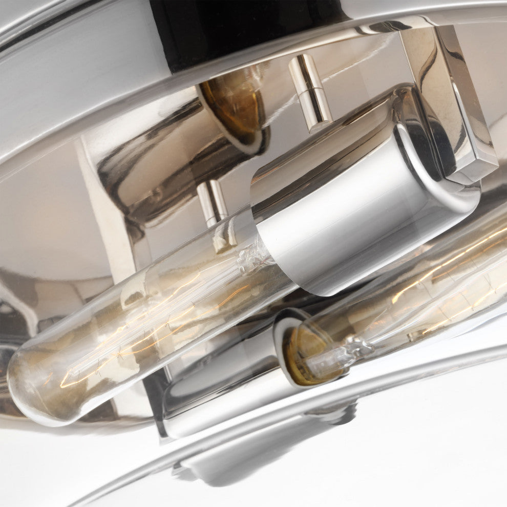 Intersection Medium Flush Mount Fixture, Polished Nickel With Clear Glass