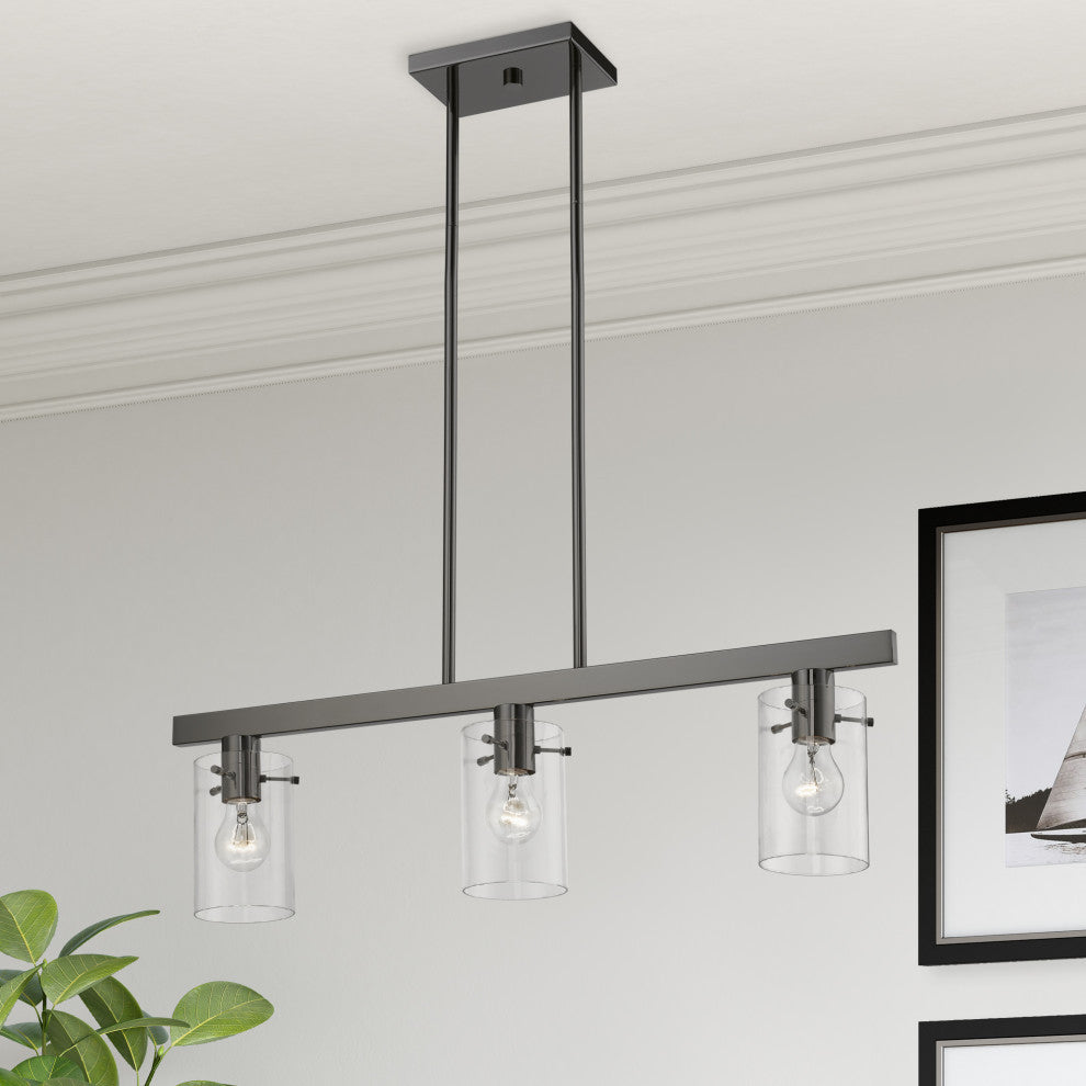 Munich 3 Light Black Chrome Linear Chandelier