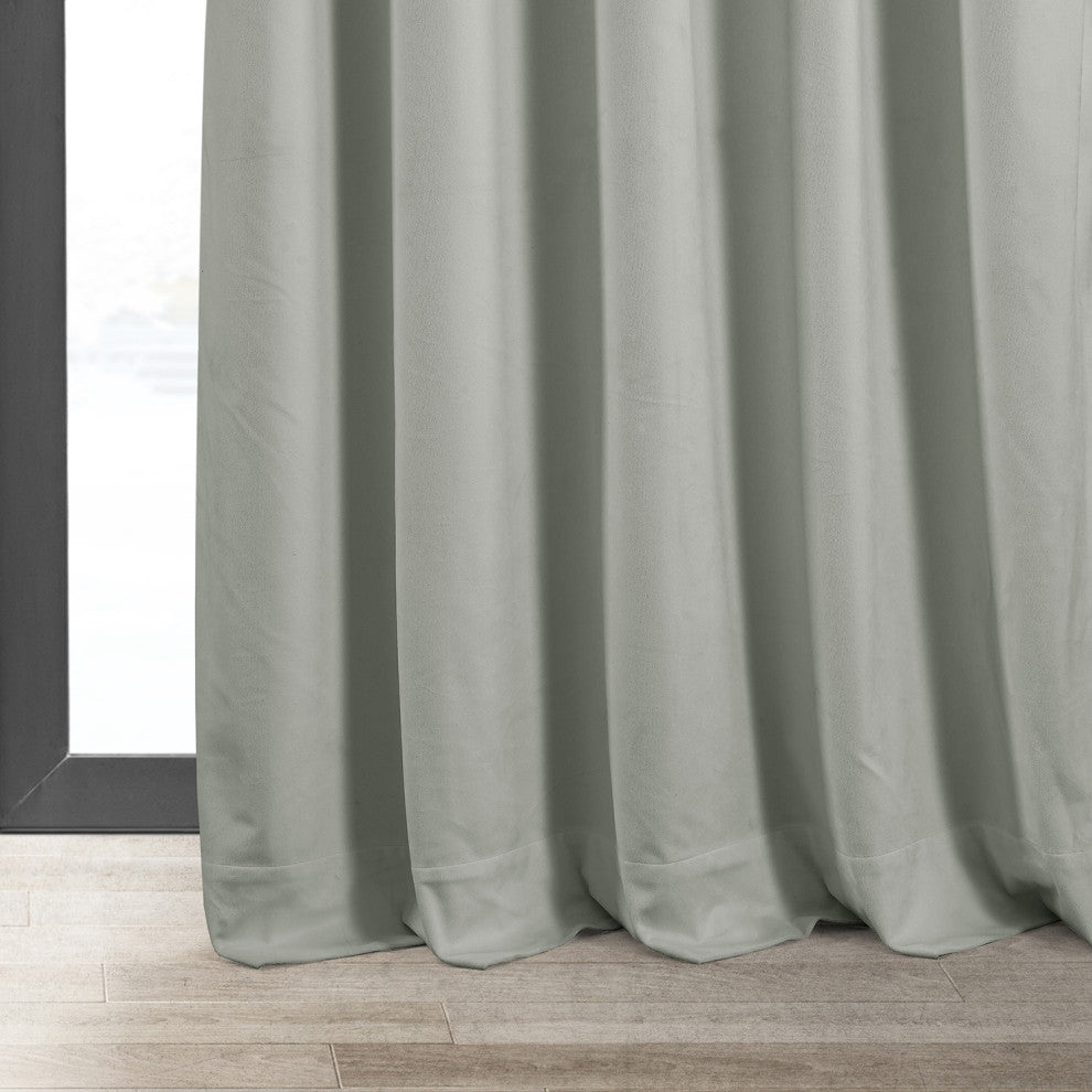 Signature Blackout Velvet Curtain Single Panel, Reflection Gray, 50"x120"