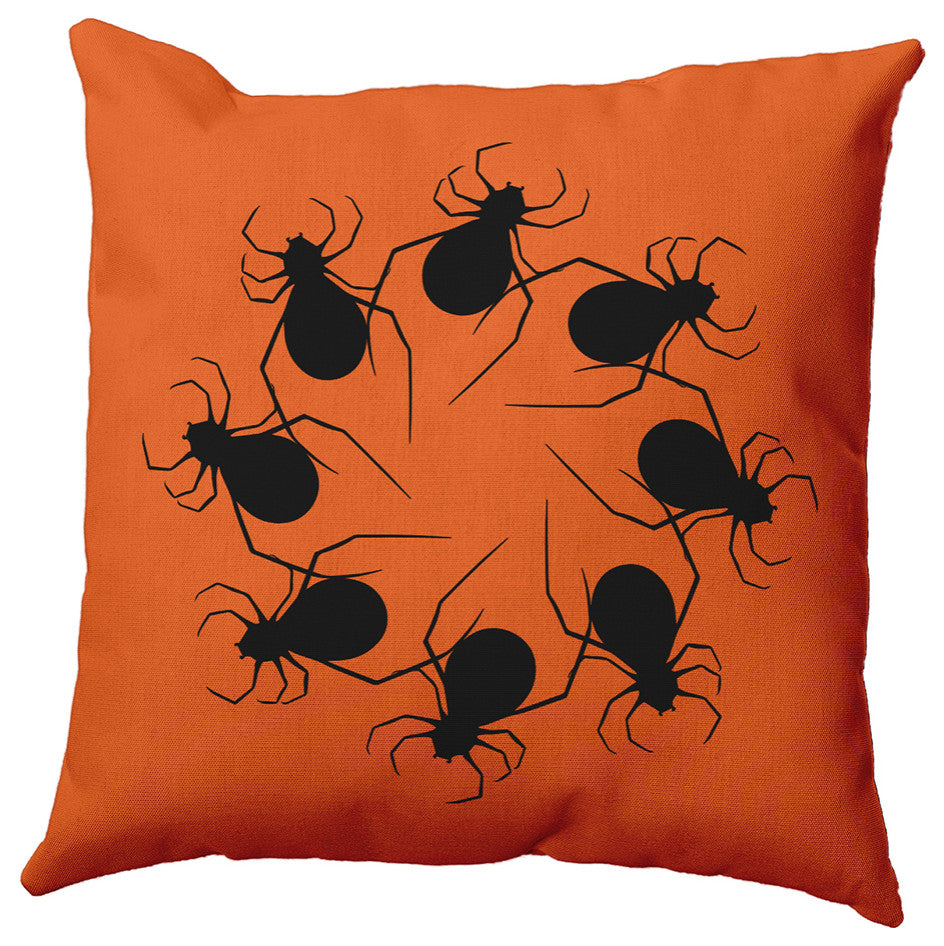 18"x18" Spider Wreath Decorative Throw Pillow, Dusty Orange