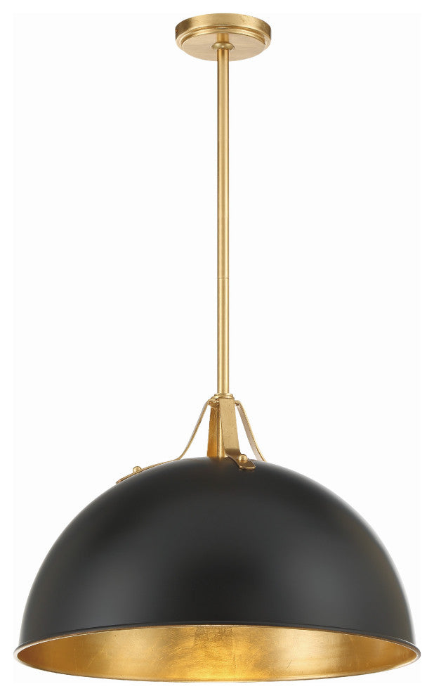 Soto 1-Light Matte Black/Antique Gold Pendant