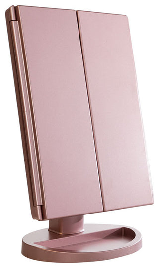 Touch 3.0 Trifold Dimmable LED Makeup Mirror, Rose Gold