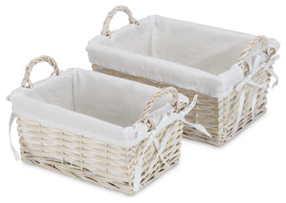 2-Piece Willow Rectangular Storage With Liner, White