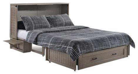 Poppy Cabinet Murphy Bed with Gel Memory Foam Mattress and USB Ports, Brushed Driftwood