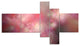 Red Blur Sky with Stars, Abstract Canvas Art Print, 60"x32", 5 panels