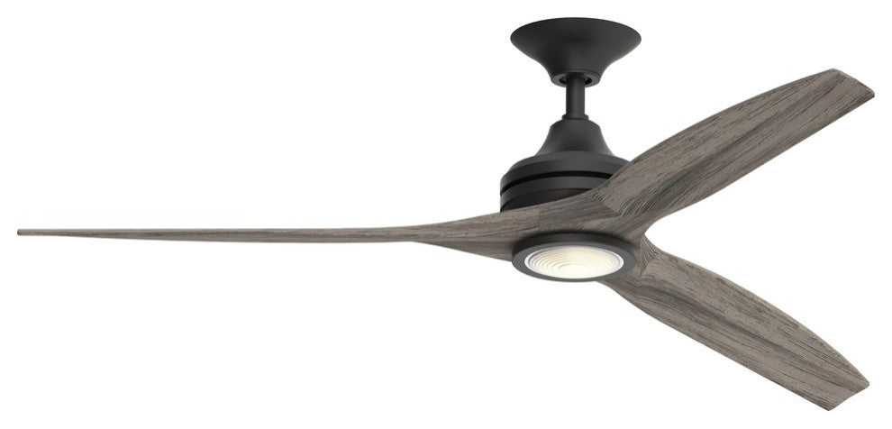Fanimation Spitfire 72" Fan/LED Light, Black/Weathered Wood