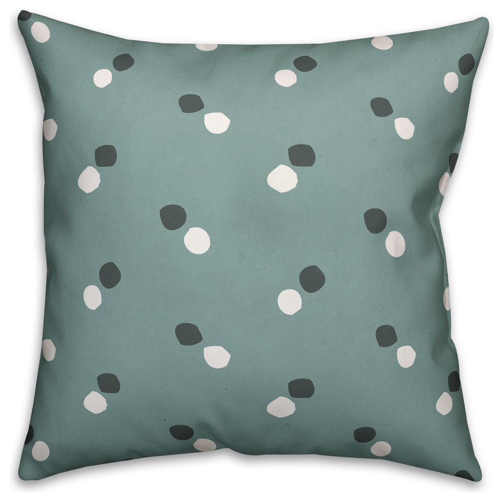 Polka Dots, Blue and White Outdoor Throw Pillow, 18"x18"
