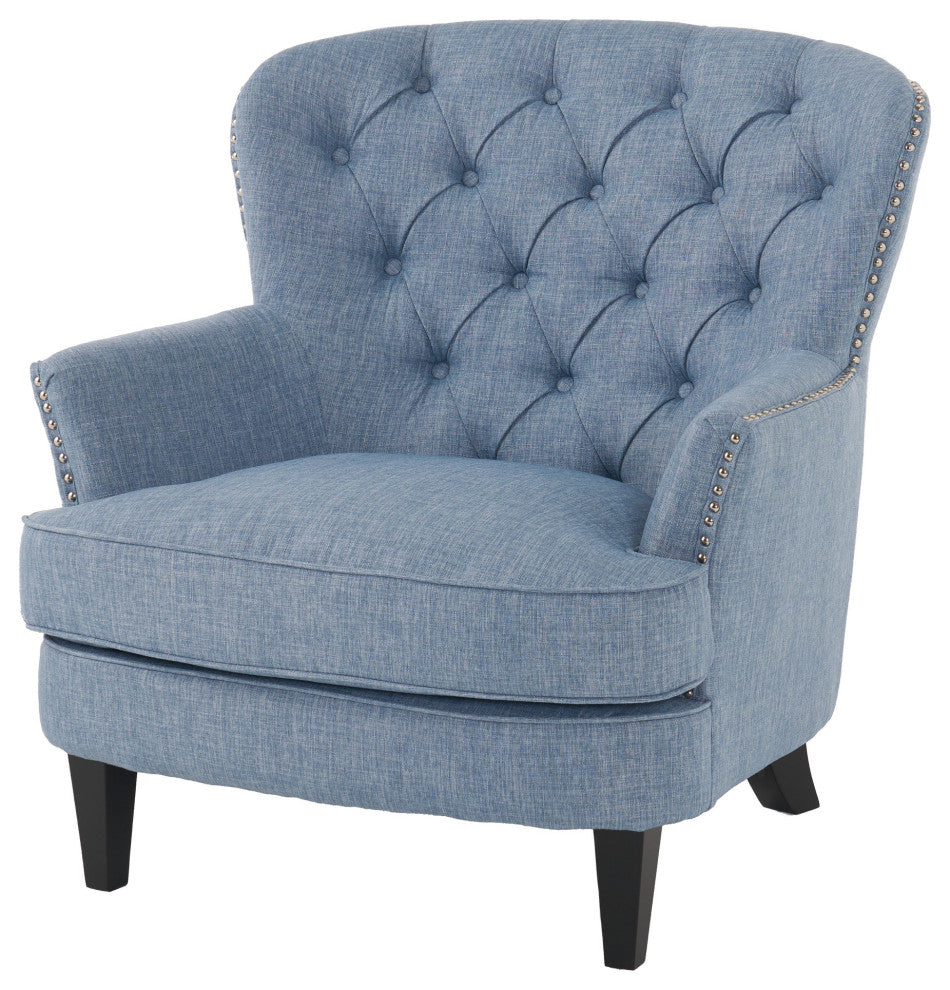 GDF Studio Laxford Light Blue Tufted Fabric Club Chair