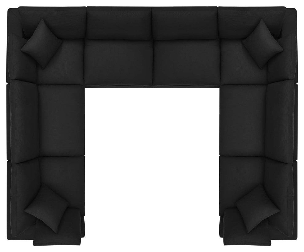 Modular Sectional Deep Sofa Set, Black, Fabric, Modern, Lounge Cafe Hospitality