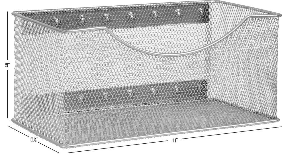 Ybm Home Wire Mesh Magnetic Basket, Silver 11"x5.5"x5"